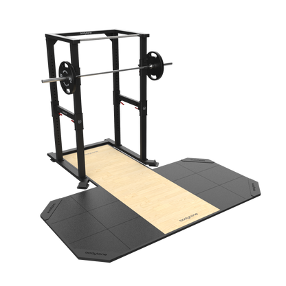 Plateforme d'haltérophilie pour rack avec supports à élastiques