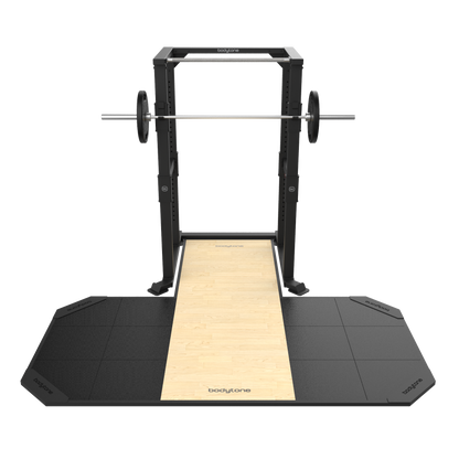 Plateforme d'haltérophilie pour rack avec supports à élastiques
