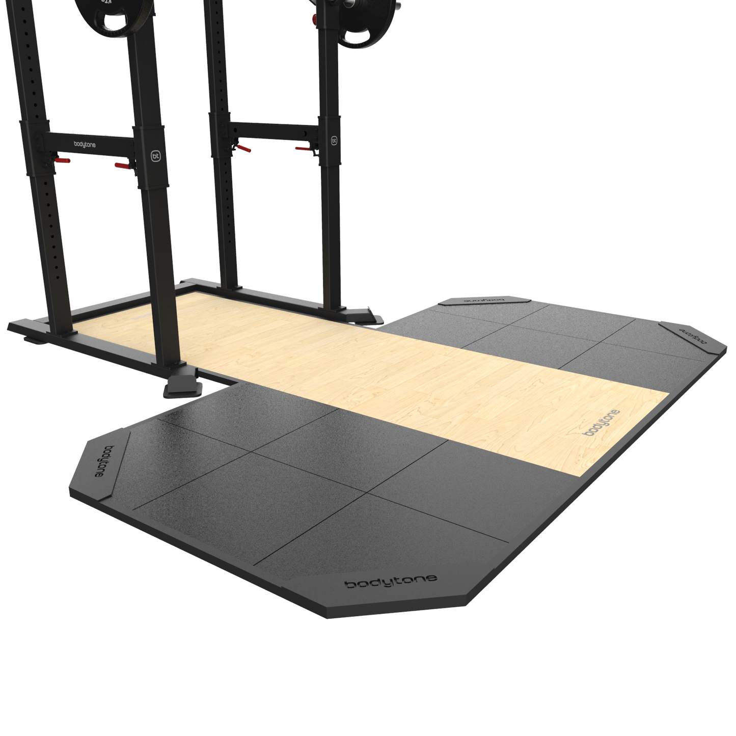 Plateforme d'haltérophilie pour rack avec supports à élastiques