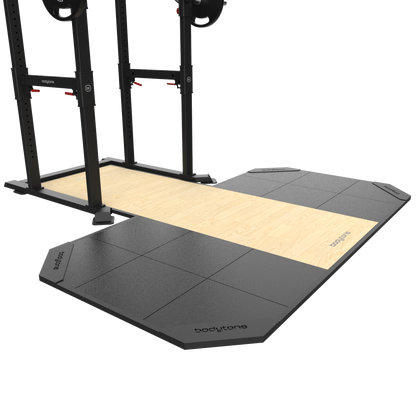 Plateforme d'haltérophilie pour rack avec supports à élastiques