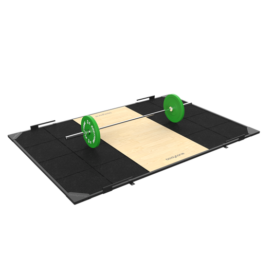 Plateforme d'haltérophilie pour rack avec supports à élastiques